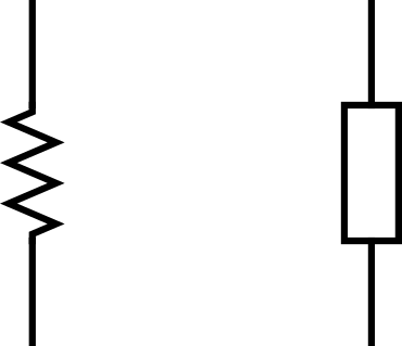 Fixed Resistor Schematic Symbol (ANSI left, IEC right)