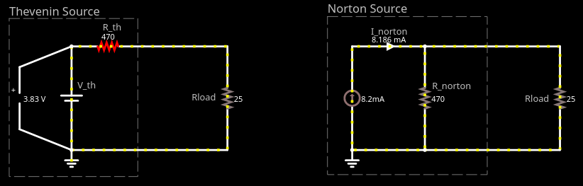 Circuit 11: Maximum Power Transfer Simulation Click here  to compare the maximum power transfer for equivalent thevenin and norton source circuits.