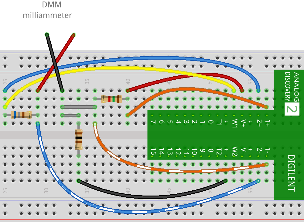 Figure 2: The test circuit shown on breadboard